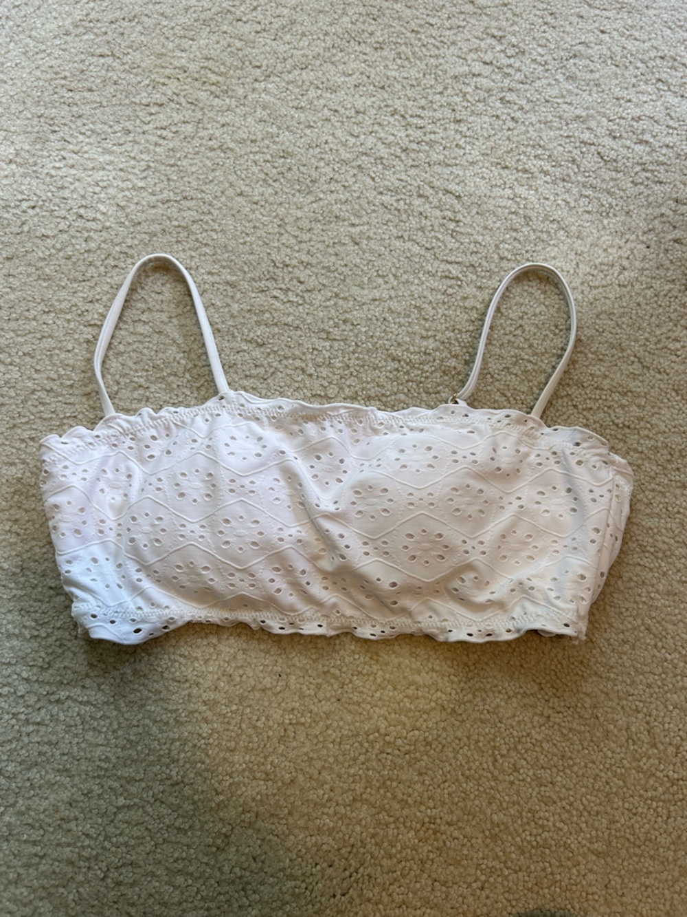 No Boundaries White Eyelet Bandeau Bikini Top